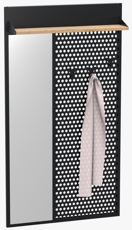 Wieszak do przedpokoju metalowy Loft 2L czarny/dąb wotan