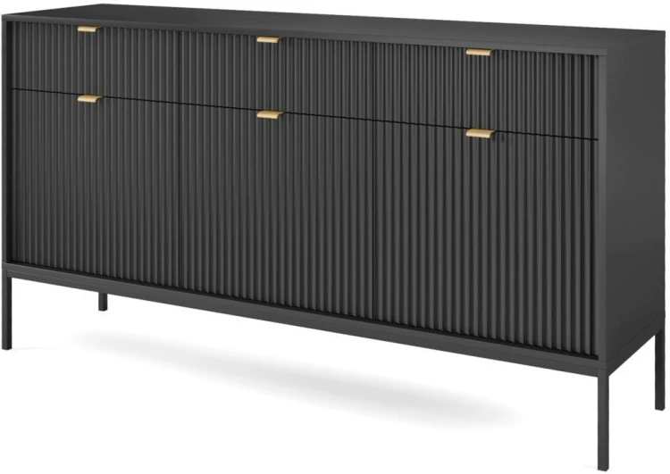 Komoda Nova 154cm czarna czarny stelaż