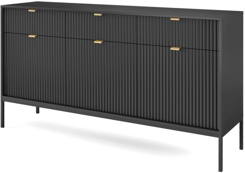 Komoda Nova 154cm czarna czarny stelaż