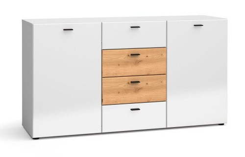 Komoda MILA biały połysk/ dąb artisan