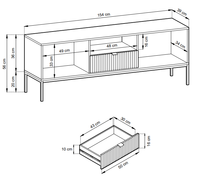 Szafka RTV Nova 154cm szara