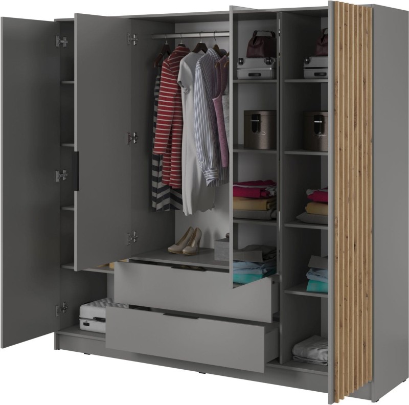 Szafa Nelly 206 cm szary z lustrem