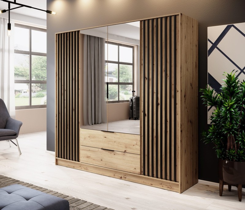 Szafa Nelly 206 cm dąb artisan z lustrem