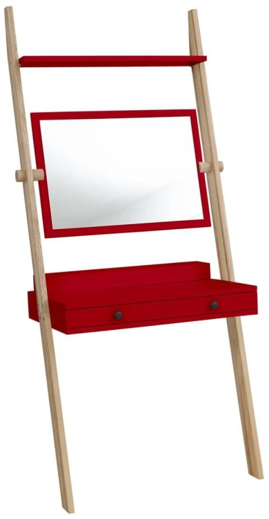 Toaletka drabinowa LENO 79x183cm z lustrem Jesion Czerwona
