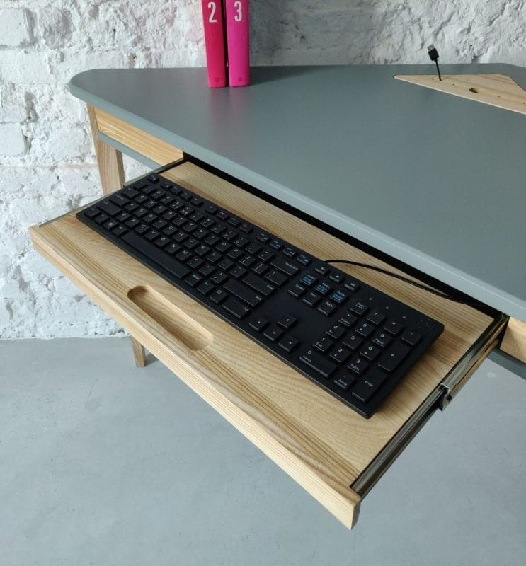 Biurko Narożne ASHME 114x85x85cm szuflada klawiaturowa