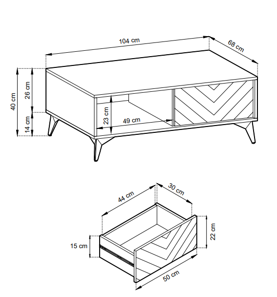 Stolik kawowy Diamond z szufladą