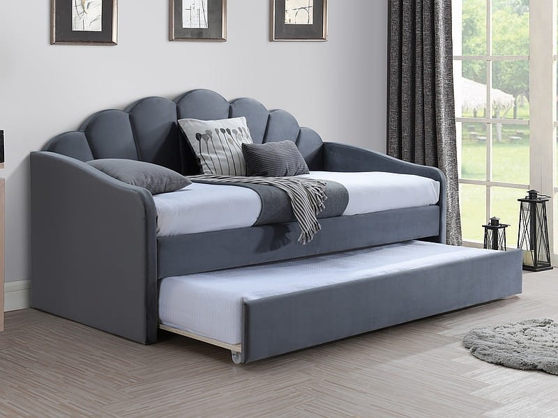 Łóżko Bella Velvet szare 90x200