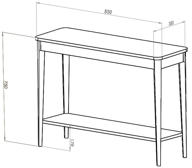 Konsola ASHME średnia 85 cm wymiary