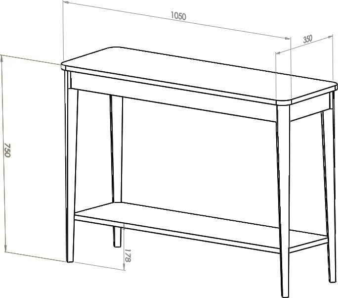 Konsola Jesionowa ASHME 105x35cm wymiary