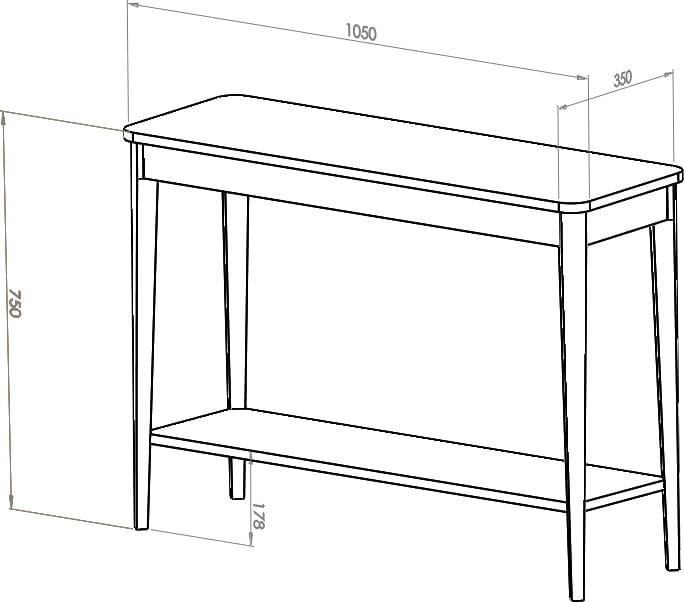 Konsola Jesionowa ASHME 105x35cm wymiary
