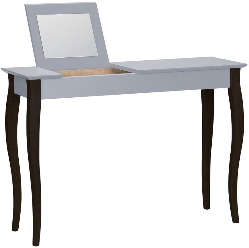 Toaletka LILLO z Lusterkiem 105x35cm Czarne Nogi Ciemnoszara