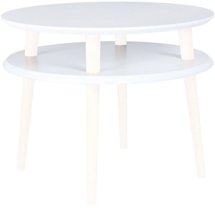 Stolik Kawowy UFO sr.57cm wys.45cm Bialy Białe Nogi
