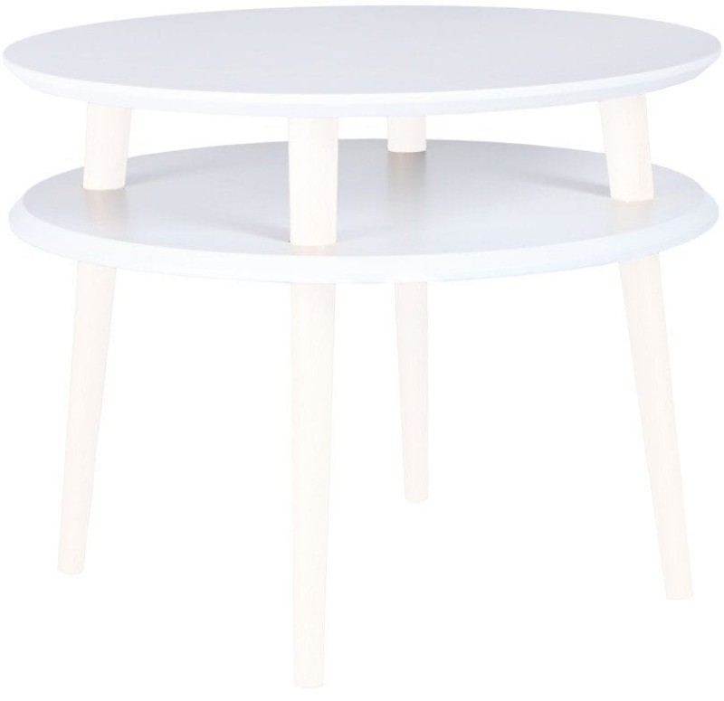 Stolik Kawowy UFO sr.57cm wys.45cm Bialy Białe Nogi