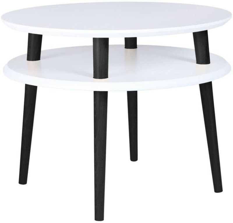Stolik Kawowy UFO sr.57cm wys.45cm Biały  Czarne Nogi