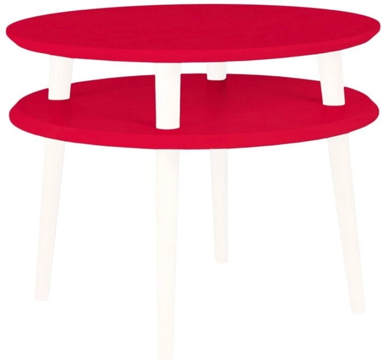 Stolik Kawowy UFO sr.57cm wys.45cm Czerwony Białe Nogi