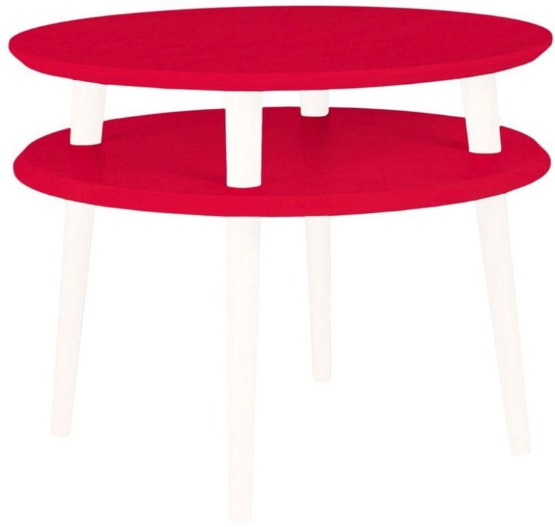 Stolik Kawowy UFO sr.57cm wys.45cm Czerwony Białe Nogi