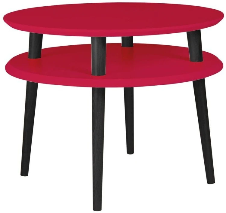 Stolik Kawowy UFO sr.57cm wys.45cm Czerwony Czarne Nogi