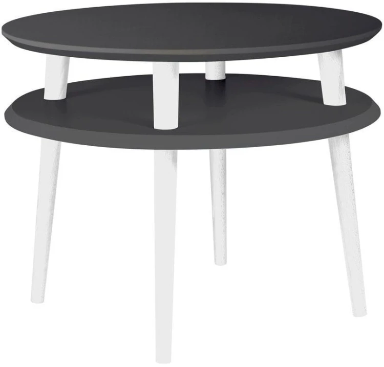 Stolik Kawowy UFO sr.57cm wys.45cm Grafitowy Białe Nogi