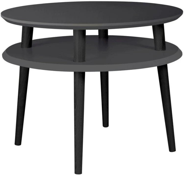 Stolik Kawowy UFO sr.57cm wys.45cm Grafitowy Czarne Nogi