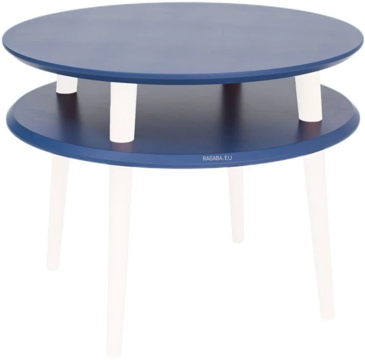 Stolik Kawowy UFO sr.57cm wys.45cm Granatowy Białe Nogi