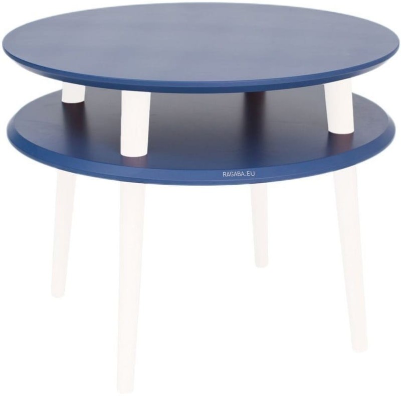 Stolik Kawowy UFO sr.57cm wys.45cm Granatowy Białe Nogi