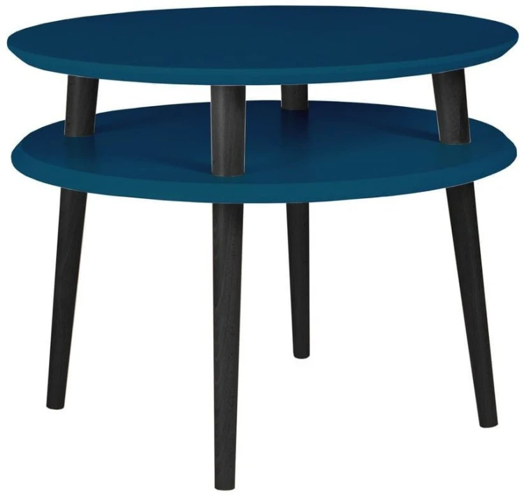Stolik Kawowy UFO sr.57cm wys.45cm Petrol blue Czarne Nogi