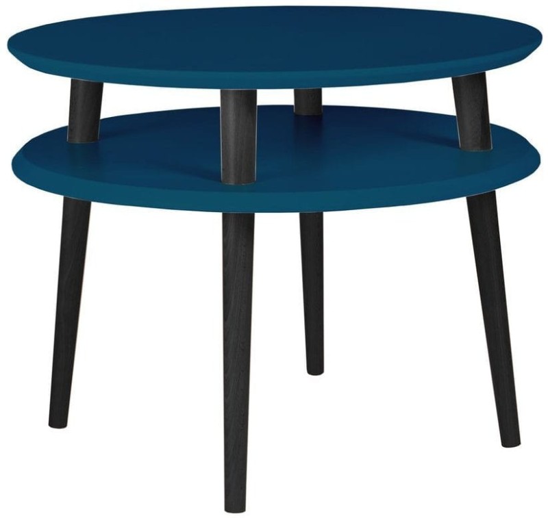 Stolik Kawowy UFO sr.57cm wys.45cm Petrol blue Czarne Nogi