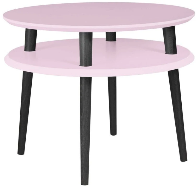 Stolik Kawowy UFO sr.57cm wys.45cm Różowy Czarne Nogi