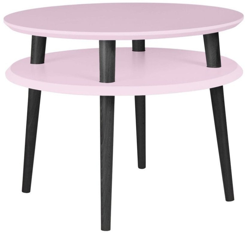 Stolik Kawowy UFO sr.57cm wys.45cm Różowy Czarne Nogi
