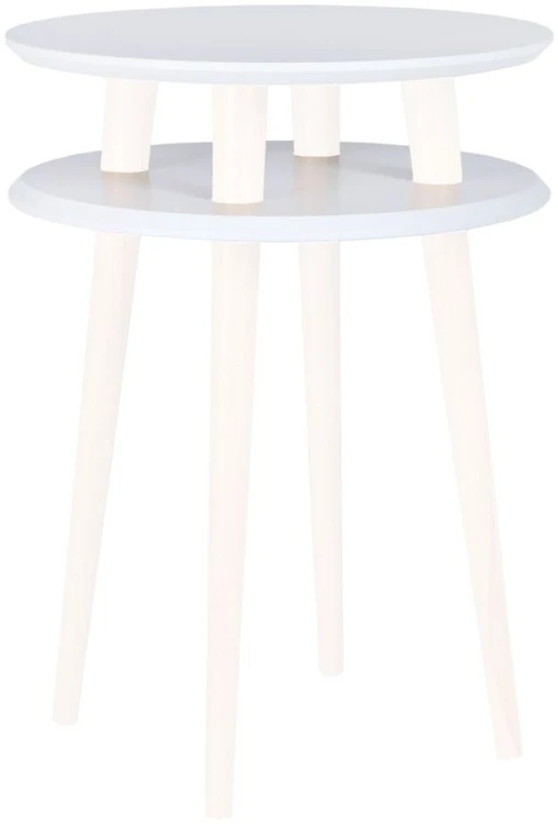 Stolik Kawowy UFO śr.45cm wys.61cm Biały Białe Nogi