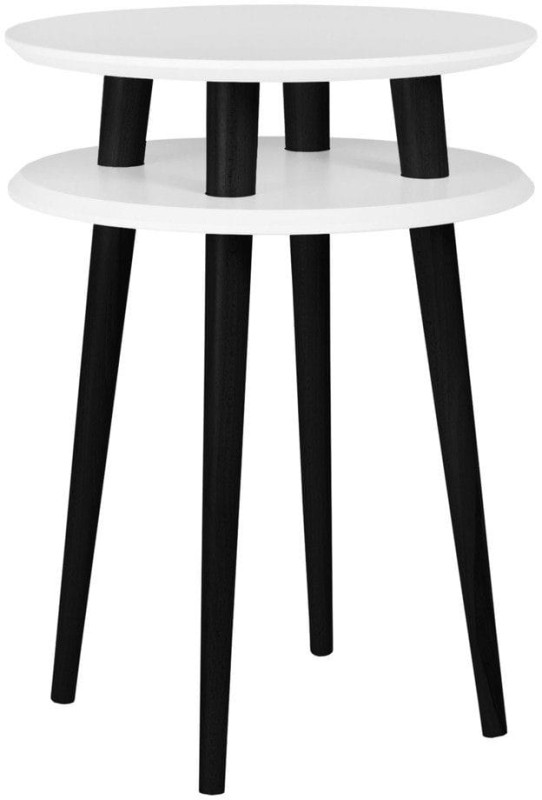 Stolik Kawowy UFO śr.45cm wys.61cm Biały Czarne Nogi