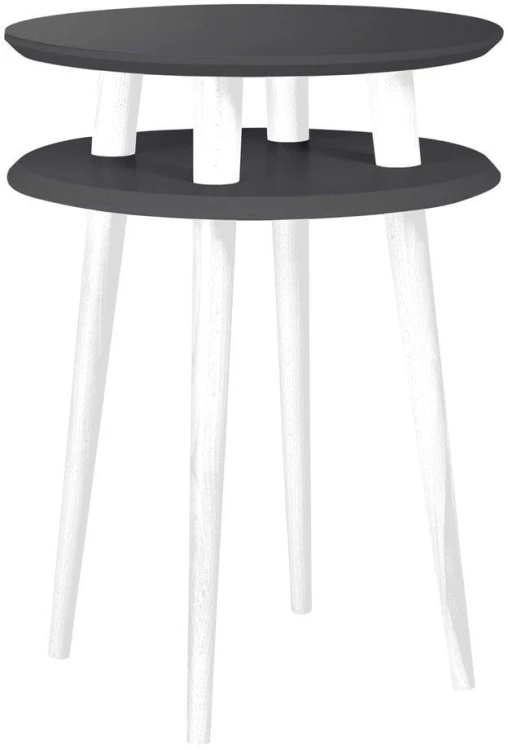 Stolik Kawowy UFO śr.45cm wys.61cm Grafitowy Białe Nogi