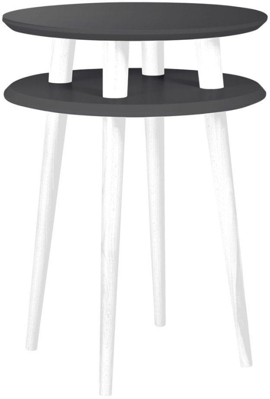 Stolik Kawowy UFO śr.45cm wys.61cm Grafitowy Białe Nogi