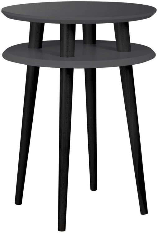 Stolik Kawowy UFO śr.45cm wys.61cm Grafitowy Czarne Nogi