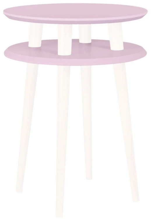 Stolik Kawowy UFO śr.45cm wys.61cm Różowy Białe Nogi
