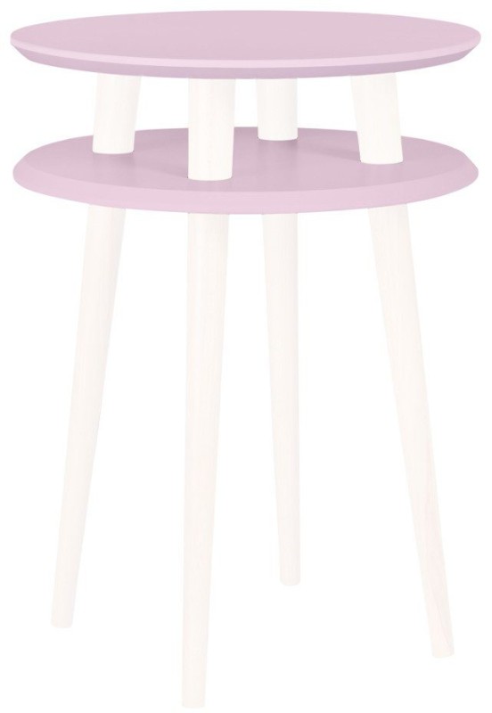 Stolik Kawowy UFO śr.45cm wys.61cm Różowy Białe Nogi