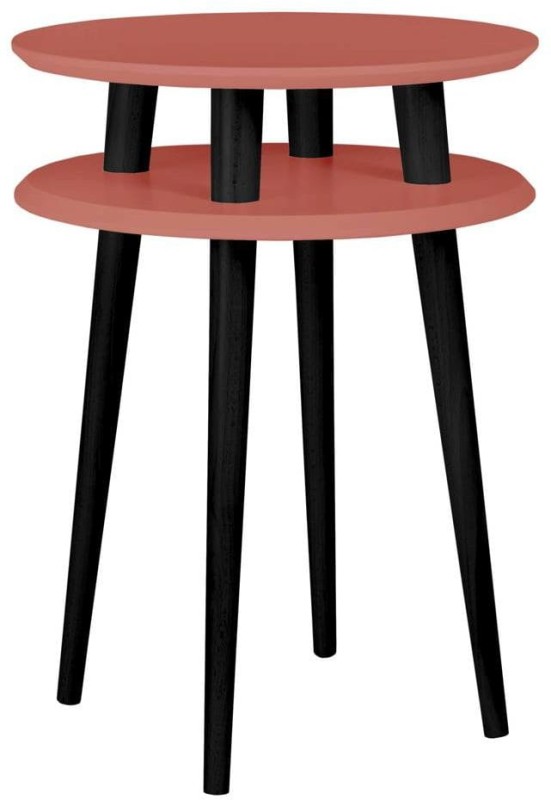 Stolik Kawowy UFO śr.45cm wys.61cm Ciemny koralowy Czarne Nogi