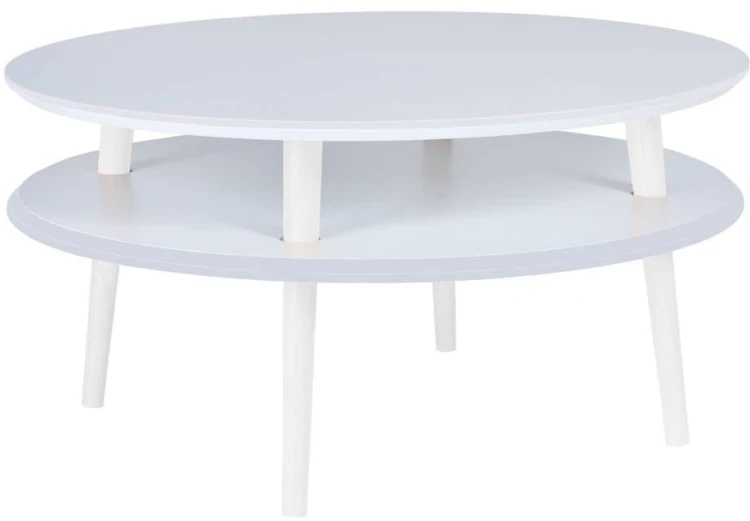 Stolik Kawowy UFO śr.70cm wys.35cm Biały Białe Nogi