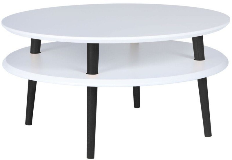 Stolik Kawowy UFO śr.70cm wys.35cm Biały Czarne Nogi