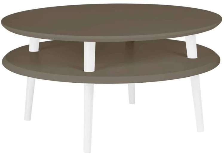 Stolik Kawowy UFO śr.70cm wys.35cm Bobrza glina Białe Nogi