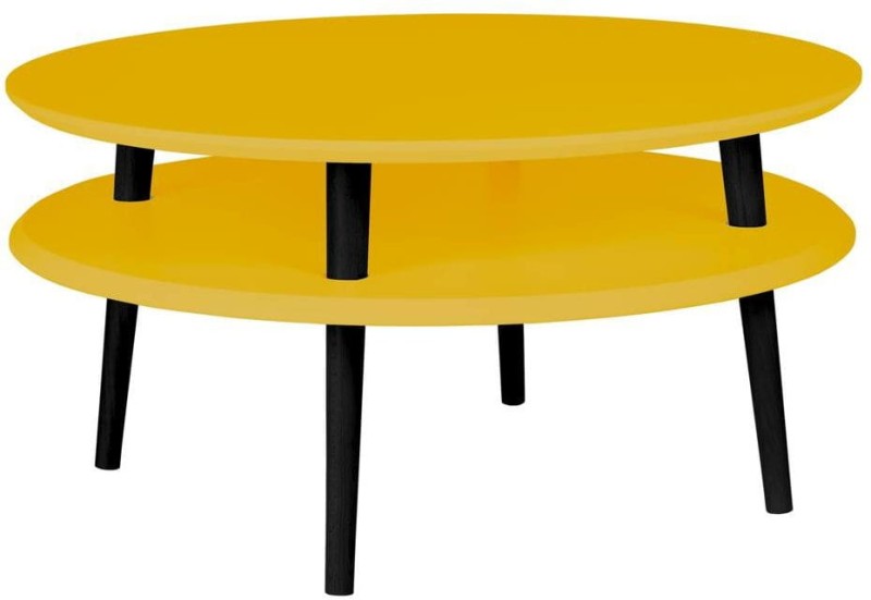 Stolik Kawowy UFO śr.70cm wys.35cm Ciemna cytryna Czarne Nogi