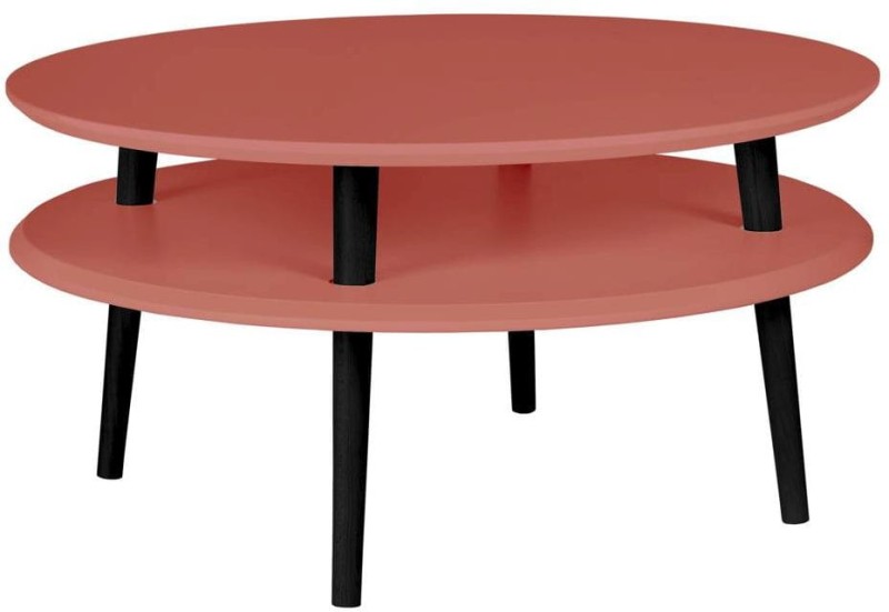 Stolik Kawowy UFO śr.70cm wys.35cm Ciemny koralowy Czarne Nogi