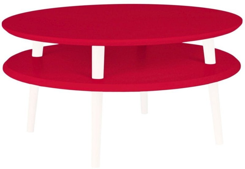 Stolik Kawowy UFO śr.70cm wys.35cm Czerwony Białe Nogi