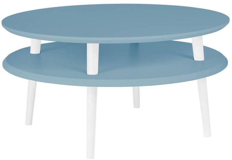 Stolik Kawowy UFO śr.70cm wys.35cm Delikatny niebieski Białe Nogi