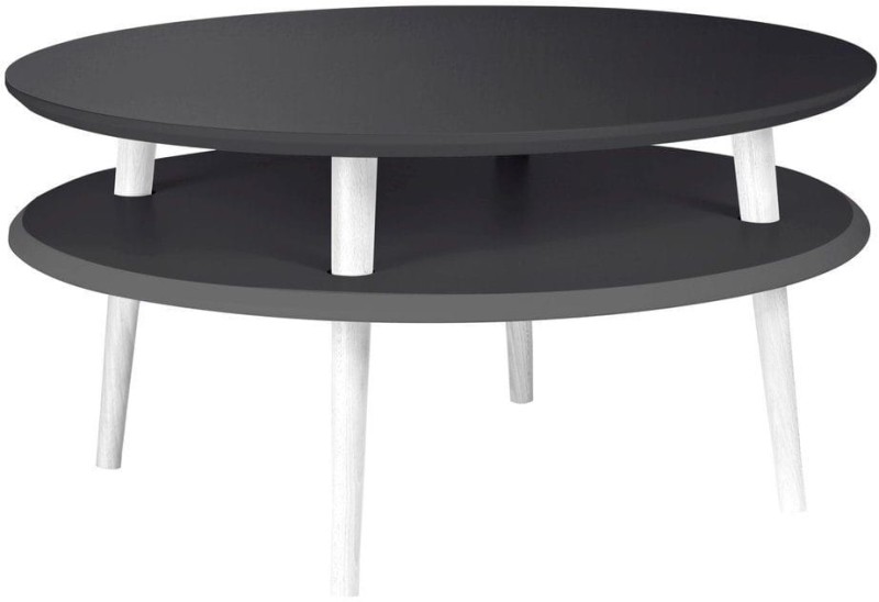 Stolik Kawowy UFO śr.70cm wys.35cm Grafitowy Białe Nogi