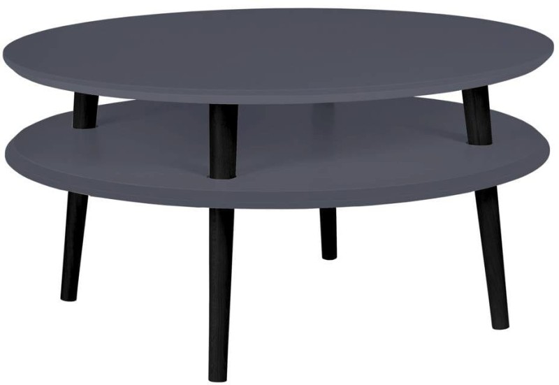 Stolik Kawowy UFO śr.70cm wys.35cm Grafitowy  Czarne Nogi