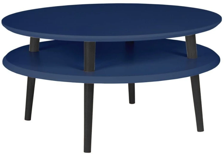 Stolik Kawowy UFO śr.70cm wys.35cm Granatowy Czarne Nogi