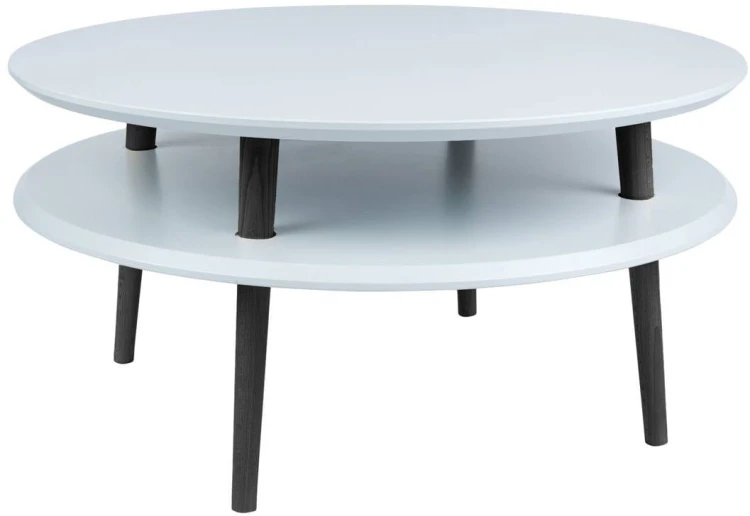 Stolik Kawowy UFO śr.70cm wys.35cm Jasnoszary Czarne Nogi