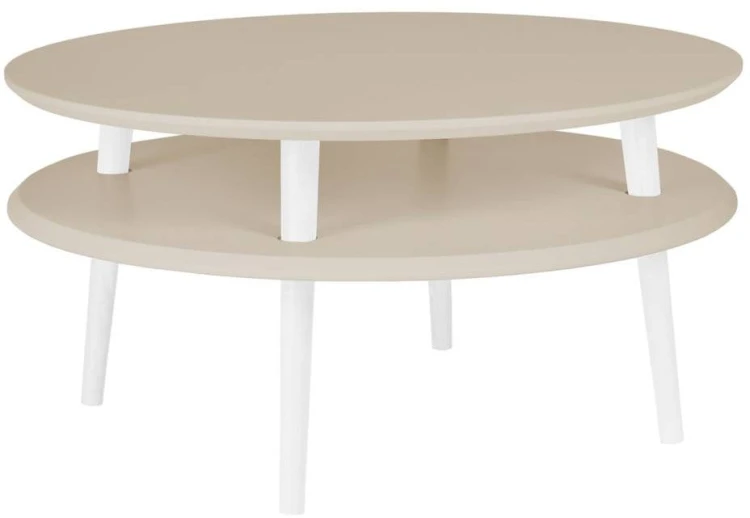 Stolik Kawowy UFO śr.70cm wys.35cm Kawa z mlekiem Białe Nogi
