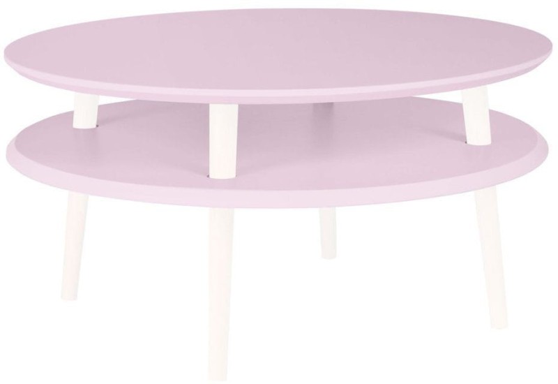 Stolik Kawowy UFO śr.70cm wys.35cm Różowy Białe Nogi